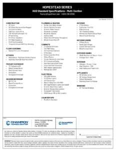 Homestead Series Multi-Section Standard Specs | Champion Homes Center